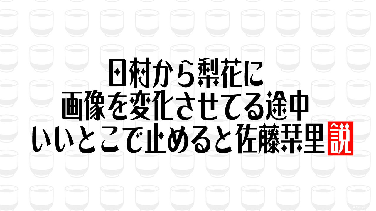 日村から梨花に画像を変化させてる途中 いいとこで止めると佐藤栞里説
