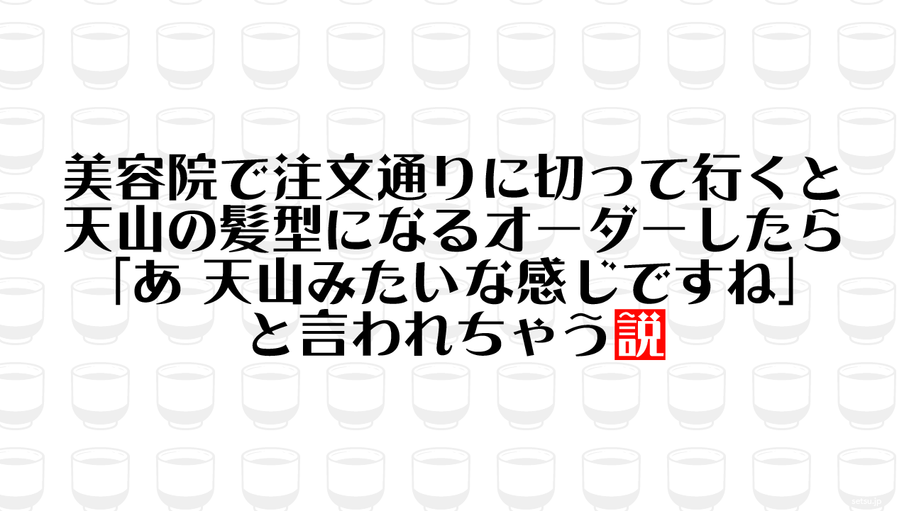 美容院で注文通りに切って行くと天山の髪型になるオーダーしたら「あ 天山みたいな感じですね」と言われちゃう説