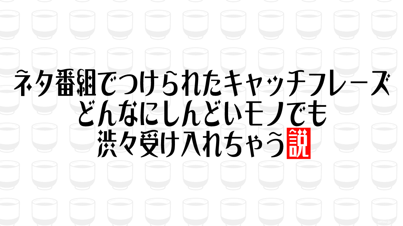 ネタ番組でつけられたキャッチフレーズ どんなにしんどいモノでも渋々受け入れちゃう説