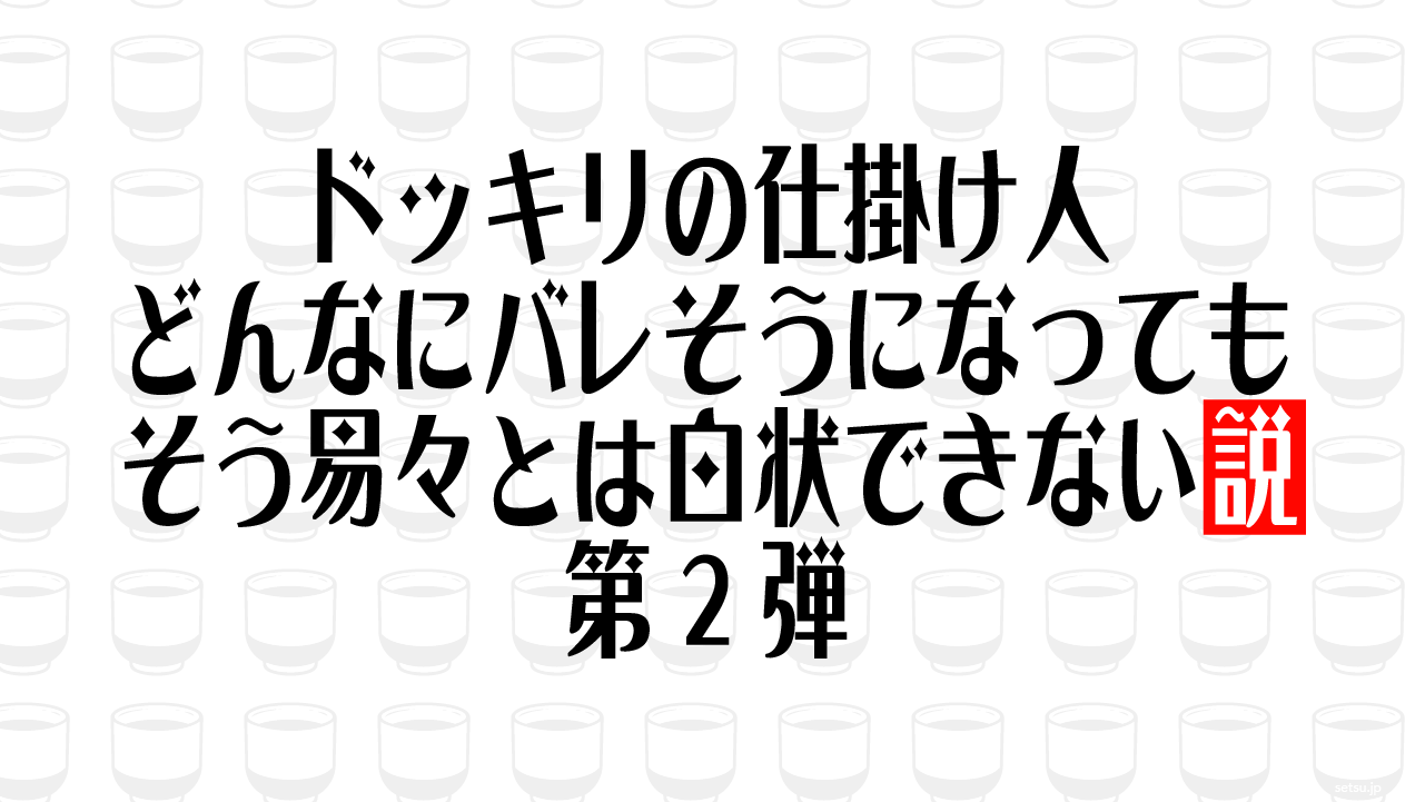 ドッキリの仕掛け人、どんなにバレそうになってもそう易々とは白状できない説 第2弾