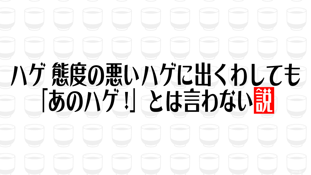 ハゲ、態度の悪いハゲに出くわしても「あのハゲ!」とは言わない説
