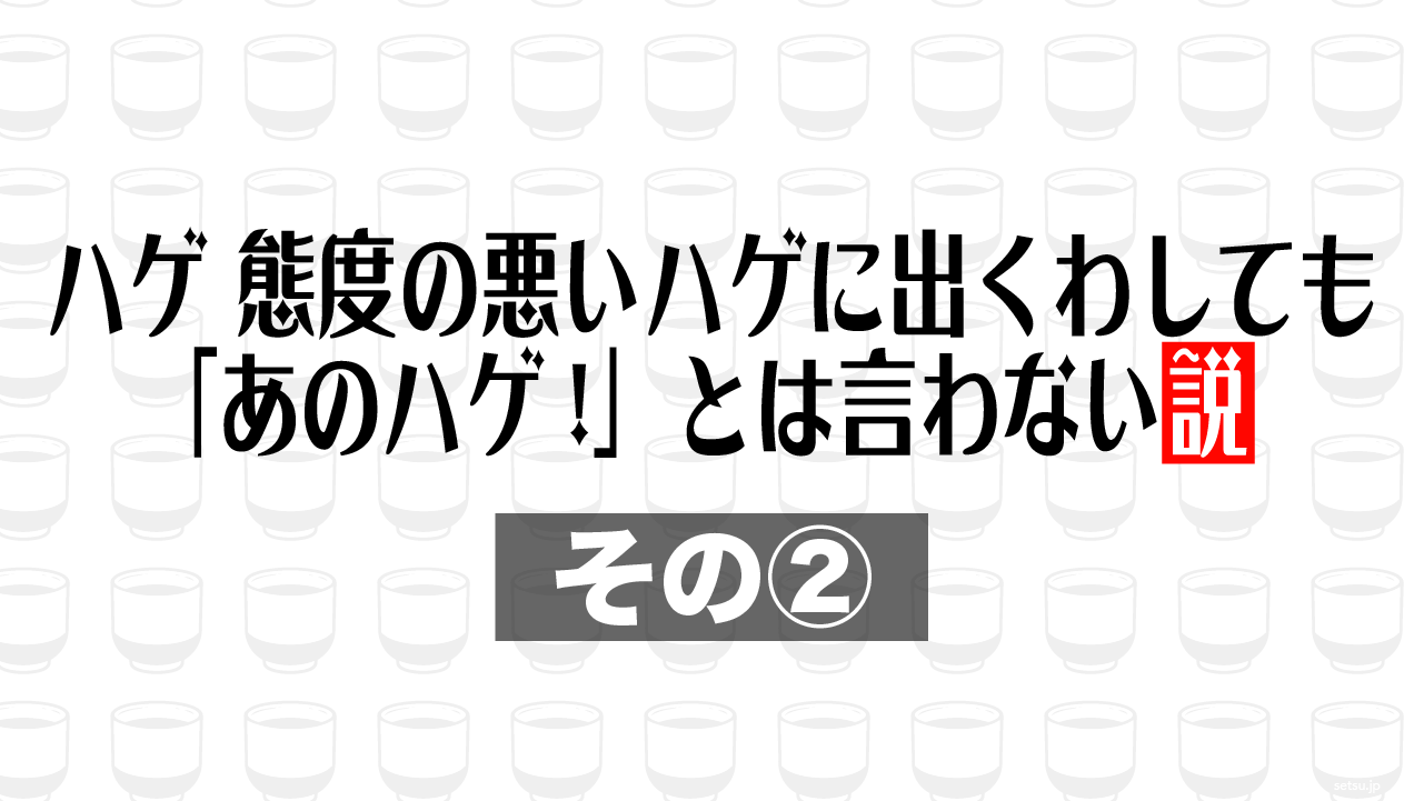 ハゲ、態度の悪いハゲに出くわしても「あのハゲ!」とは言わない説 その②